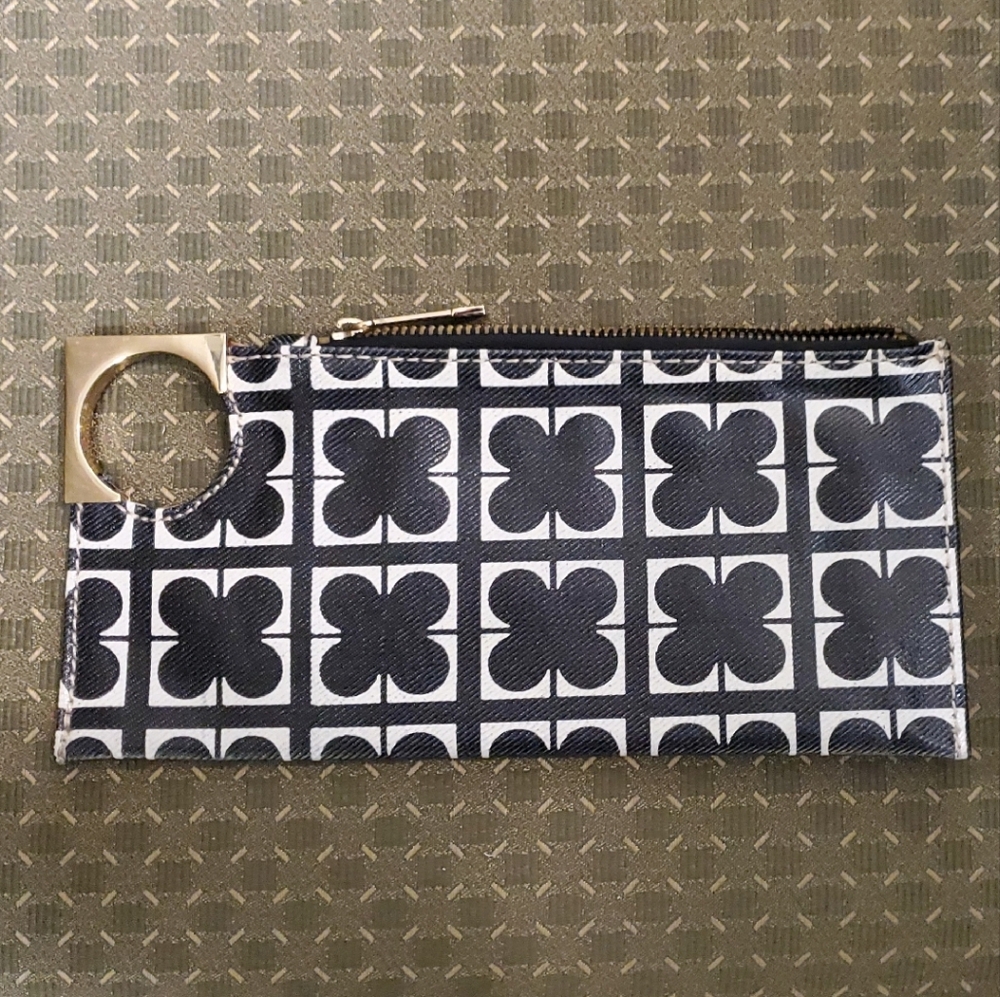 Liz Claiborne Black and White Patterned Pouch